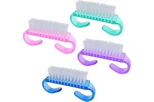 HANWER 4 Pack Handle Grip Nail Brushes, Colorful Mini Fingernail Brush, Hand Scrub Cleaning Brushes for Nails and Toes, for Women Men