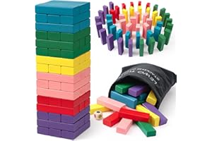 Lewo Wooden Stacking Board Games Building Blocks for Kids Boys Girls- 48 Pieces