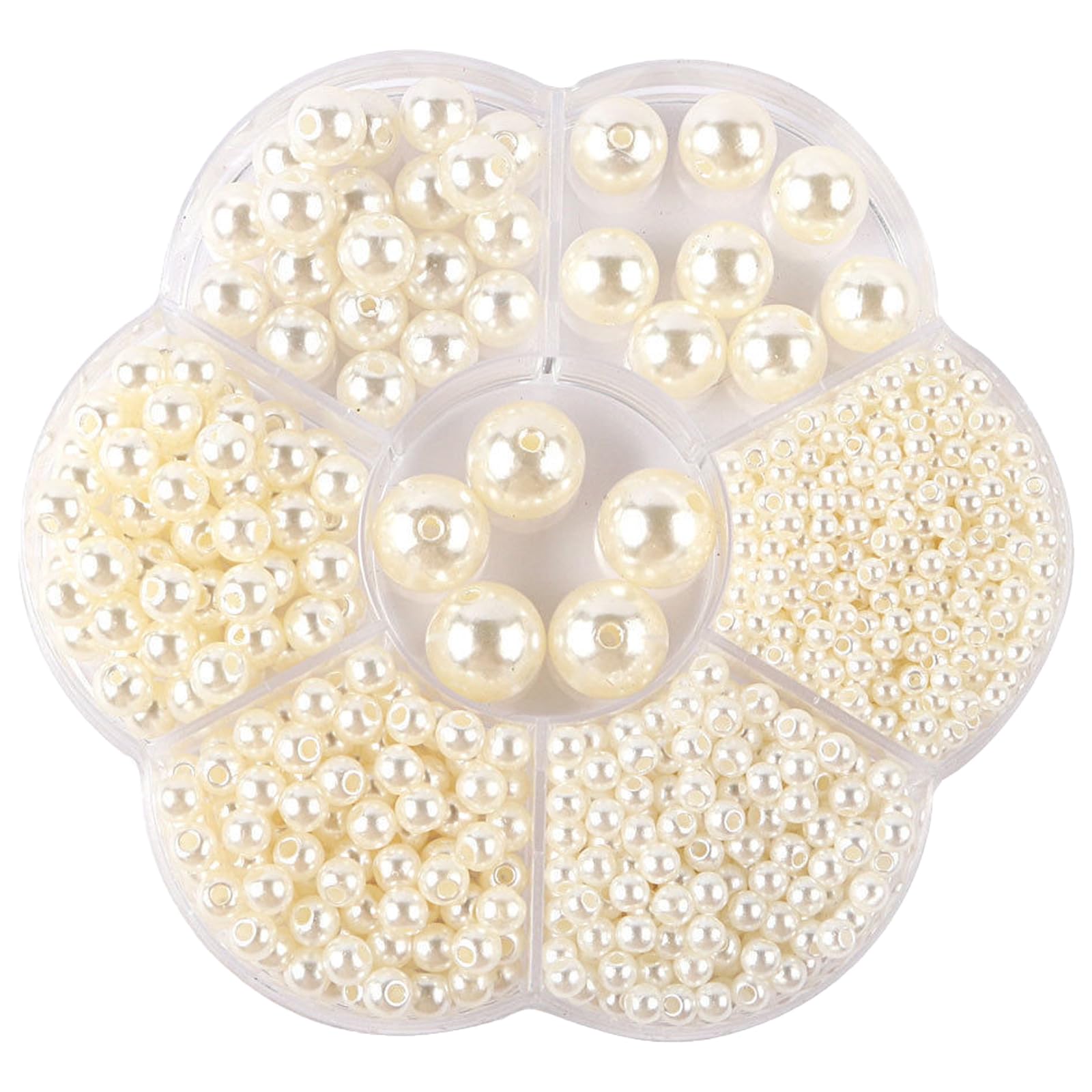 1150 Pieces White Round Plastic Beads Craft White Beads Artificial Pearl for Jewellery Making Necklaces Bracelets (Off White)