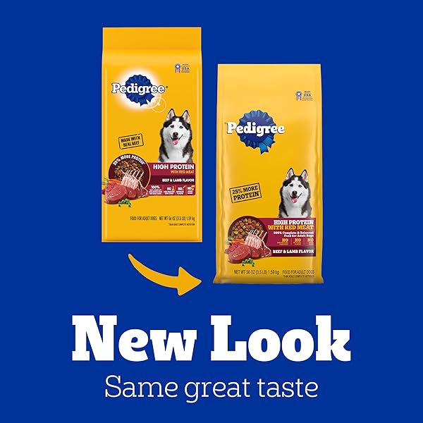 PEDIGREE HIGH PROTEIN ADULT DRY DOG FOOD BEEF AND LAMB FLAVOR DOG KIBBLE, 3.5 LB. BAG