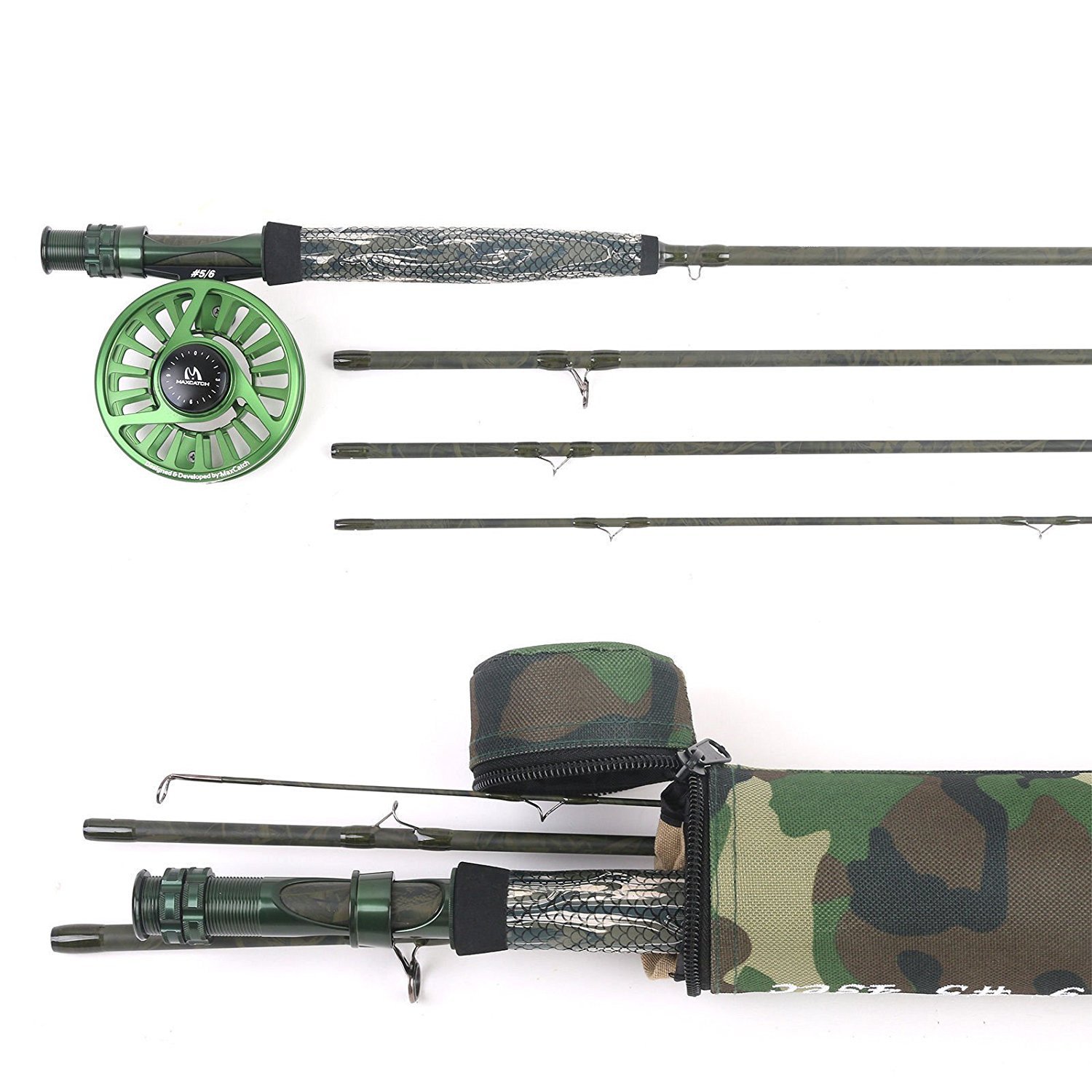 5wt フライロッド リールコンボ ファストアクションフィッシングロッド 5 6 B073ww1z74 Maxcatch 9 Wtフライリール Camo ロッド リールセット ロッド リールセット 21年新作