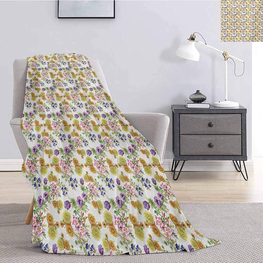 Luoiaax Floral Soft Throw Blanket for Bed Couch Watercolor