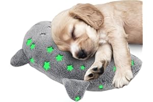 POMESEA Dog Calming Pillow Glow in The Dark, Soft U-Shaped Pet Pillows for Dogs & Cats, Machine Washable, Dog Neck Pillow, Joint Relief, Better Sleep (Medium, Gray)