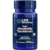 Life Extension Super Absorbable Tocotrienols, Vitamin E, 60 Softgels | Vitamin E as D-Alpha Tocopherol &amp; Mixed Tocotrienols for Hair Growth Support &amp; Brain Function, Gluten-Free &amp; Non-GMO