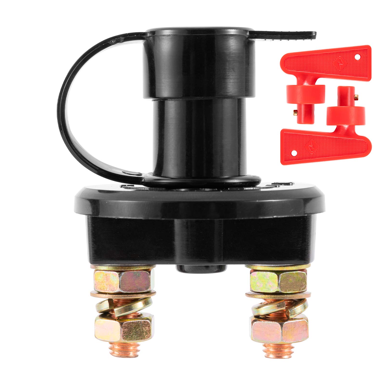 CZC AUTO Battery Isolator Switch Car Cut Off Switch 12V/24V Emergency Power Kill Disconnect Automotive Rotary Brass Terminal for Car Truck Boat RV ATV Marine with 2 Keys