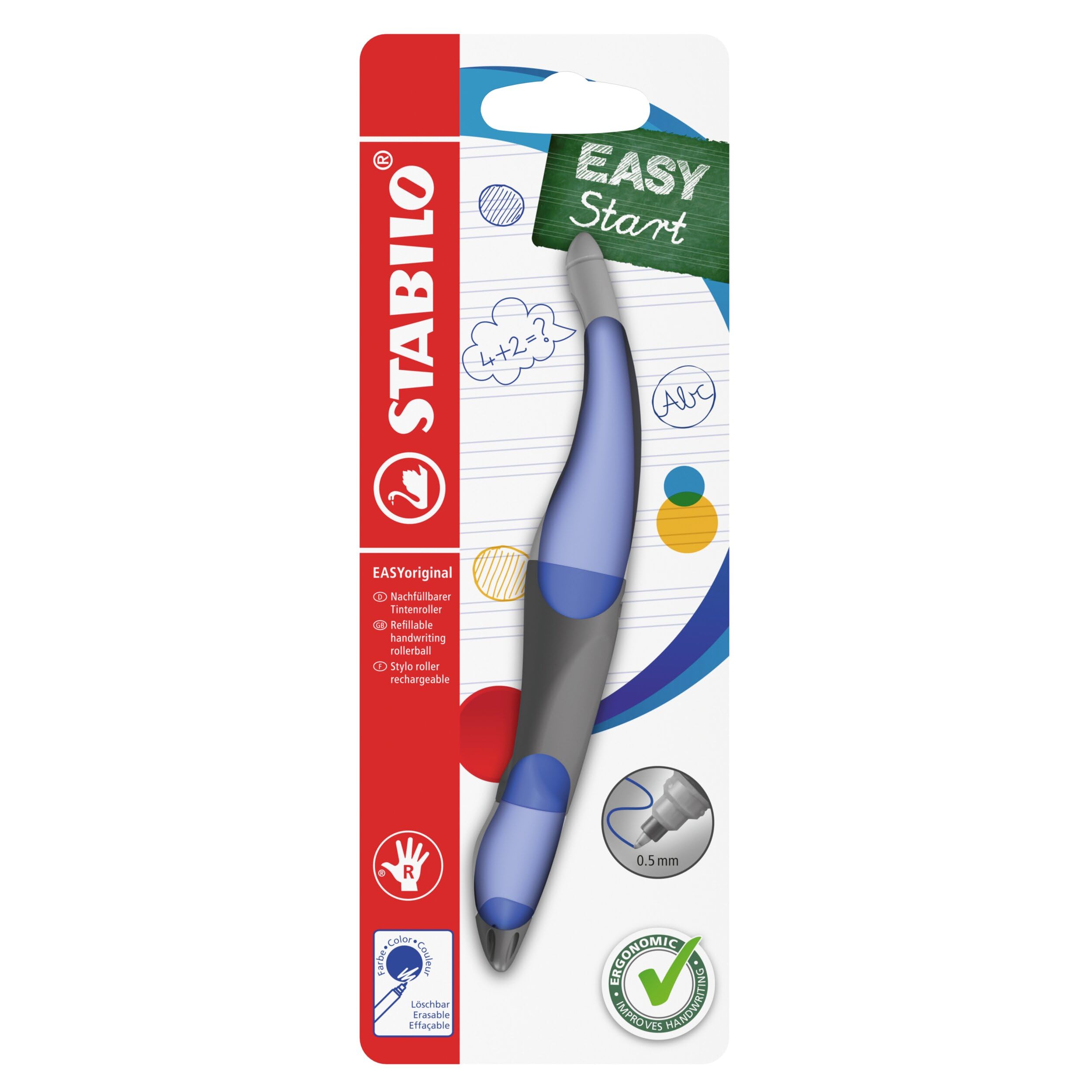 STABILO EASYoriginal Pastel - Ergonomic Rollerball - Right-Handed - Pack of 1 - Cloudy Blue