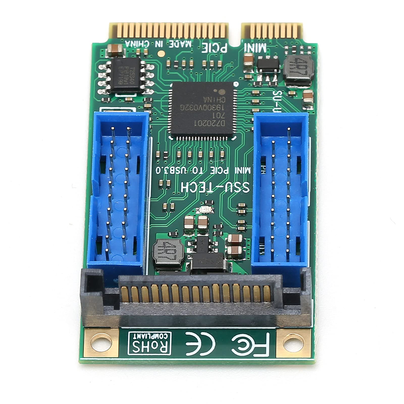 MINI PCI‑E To USB3.0 Expansion Card, Digital MINI PCI‑E USB Hot Plug for for for XP(Double 19PIN (10313))