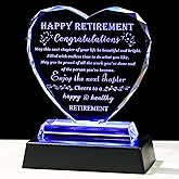Retirement Gifts for Women Men Crystal Plaque with colorful Base Happy Retirement Gift for Woman Best Retired Present Keepsake Decorations Retire Presents for Coworkers Friends Boss Doctor Teacher