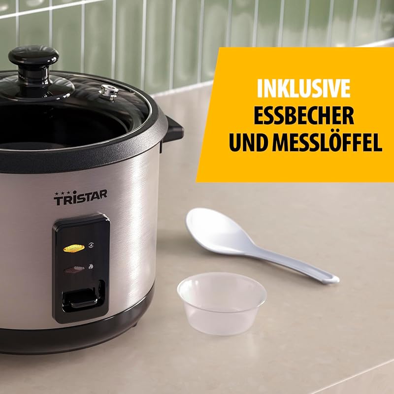 Reiskocher, 1,5 L Kapazität, Edelstahlgehäuse, Dampfgaraufsatz, Automatische Abschaltung, Warmhaltefunktion, 500 W, RK-6145