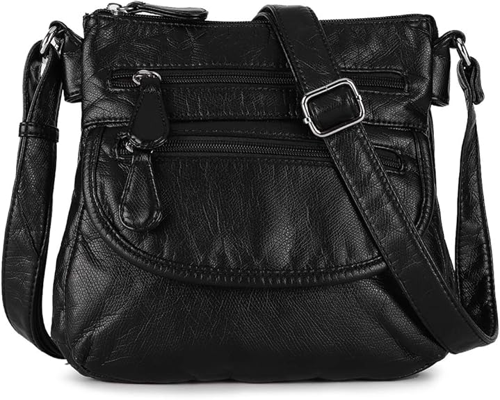 Multi Pocket Crossbody Bag for Women, Ultra Soft Washed Vegan Leather