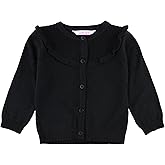 RuffleButts Black Sweater Knit Ruffle Trim Cardigan - 3-6m