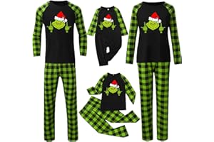 Qinnyo Christmas Pajamas for Family Matching Pjs Set Classic Plaid Xmas Clothes for Womens Mens 2023 Gifts Shirts Pants