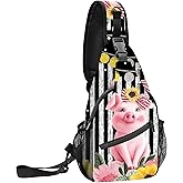 FyLybois Pig Sling Bag for Women Crossbody Backpack Lightweight Chest Daypack Fashion Shoulder Bags for Travel Hiking Biking