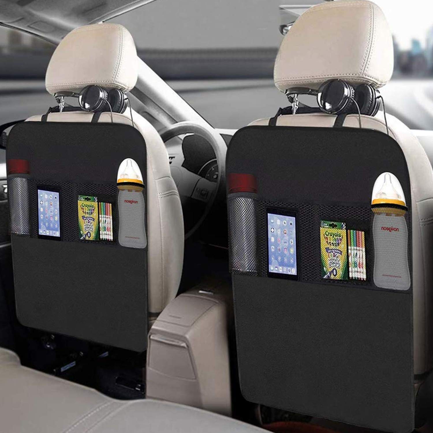 Kick Mats with Organizer 2 Pack Backseat Protector Seat Covers for