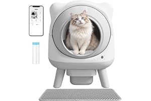 WARCAT Smart Electric Cat Litter Box - Automatic Self-Cleaning with APP Control, Cat Ear Design for MultiCat Households, Litter Mat & Garbage Bags