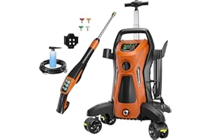 FENGRONG Pressure Washer 5000PSIIMAX Touch Screen Adjustable Pressure with Anti-Tipping Technolog, Spray Handle Smart Control, 5-Nozzle Set, for Cars//Home/Patios, Orange
