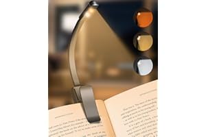 COROOR Rechargeable Book Light for Reading in Bed, Reading Lights for Books with 3 Color & Stepless Dimming, Ultralight Clip-on LED Bookmark Lamp for Book Lovers, Kids, Up to 60 Hours (Black)