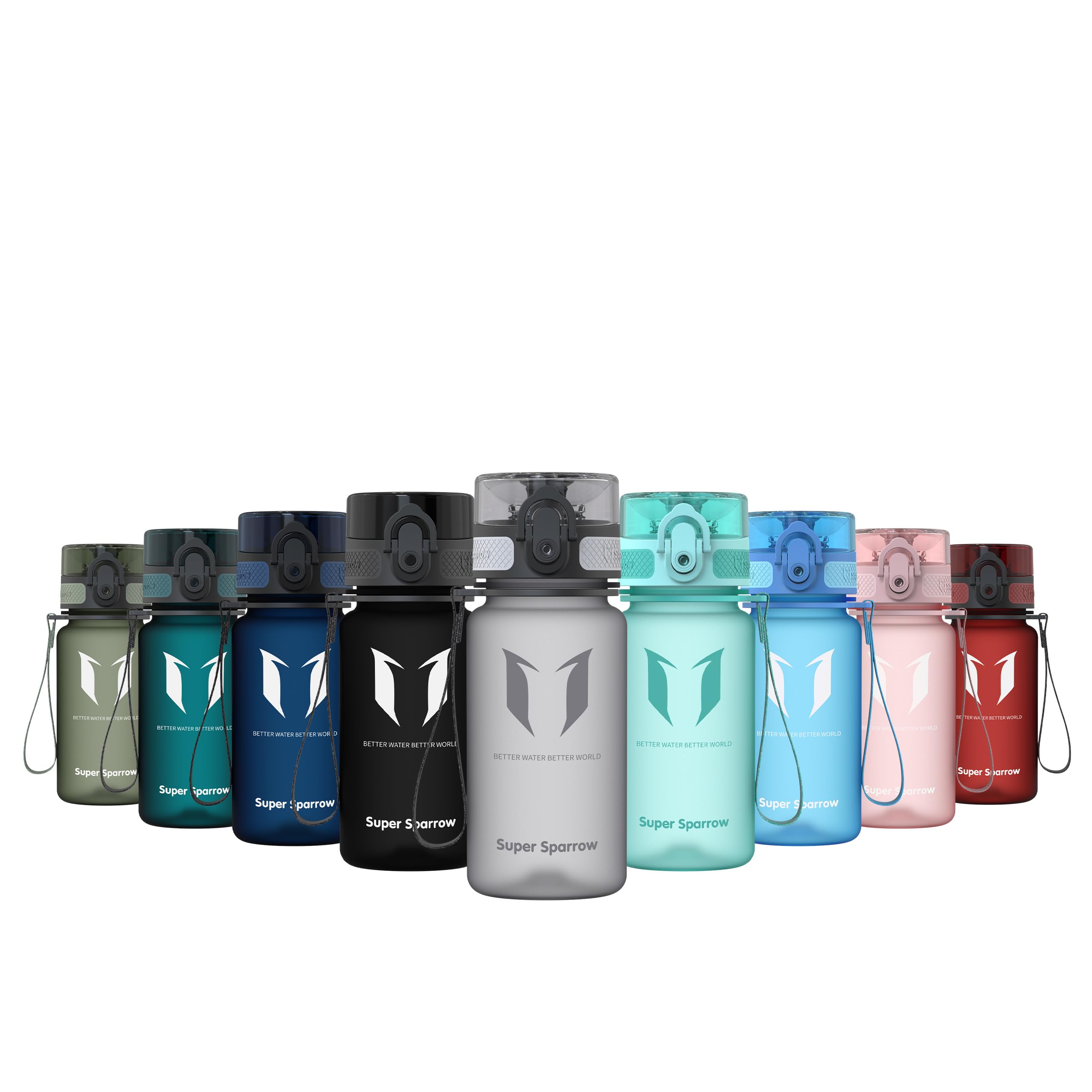 Super Sparrow Sports Water Bottle - 350ml - Non-Toxic BPA Free & Eco-Friendly Tritan Co-Polyester Plastic - For Running, Gym, Yoga, Outdoors and Camping