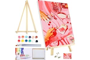 MXCFZX Vintage Poker Paint by Numbers kit for Adults/Beginner Framed - Small Easy Acrylic Paint by Number Kits on Advanced Canvas 12x16 in, Retro Funny Drinks Paint Crafts for Home Decor with Framed