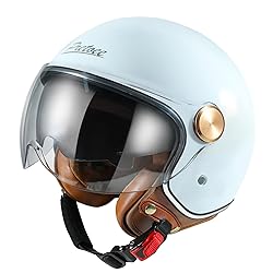 Pretoee Open Face Motorcycle Helmet, 3/4 Retro