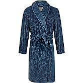 John Christian Men's Blue Herringbone Fleece Robe