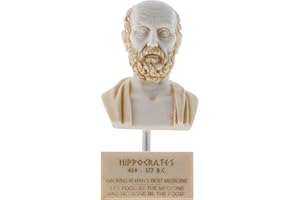 BEAUTIFUL GREEK STATUES Hippocrates of Kos Father of Medicine Alabaster Bust Statue Marble Base