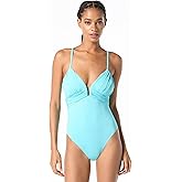Michael Kors Womens Draped Plunge One Piece