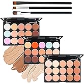 3PCS 15 Colors Correcting Concealer Palette with Brushes,Waterproof Color Corrector Palette,Full Coverage Concealer Makeup Pa