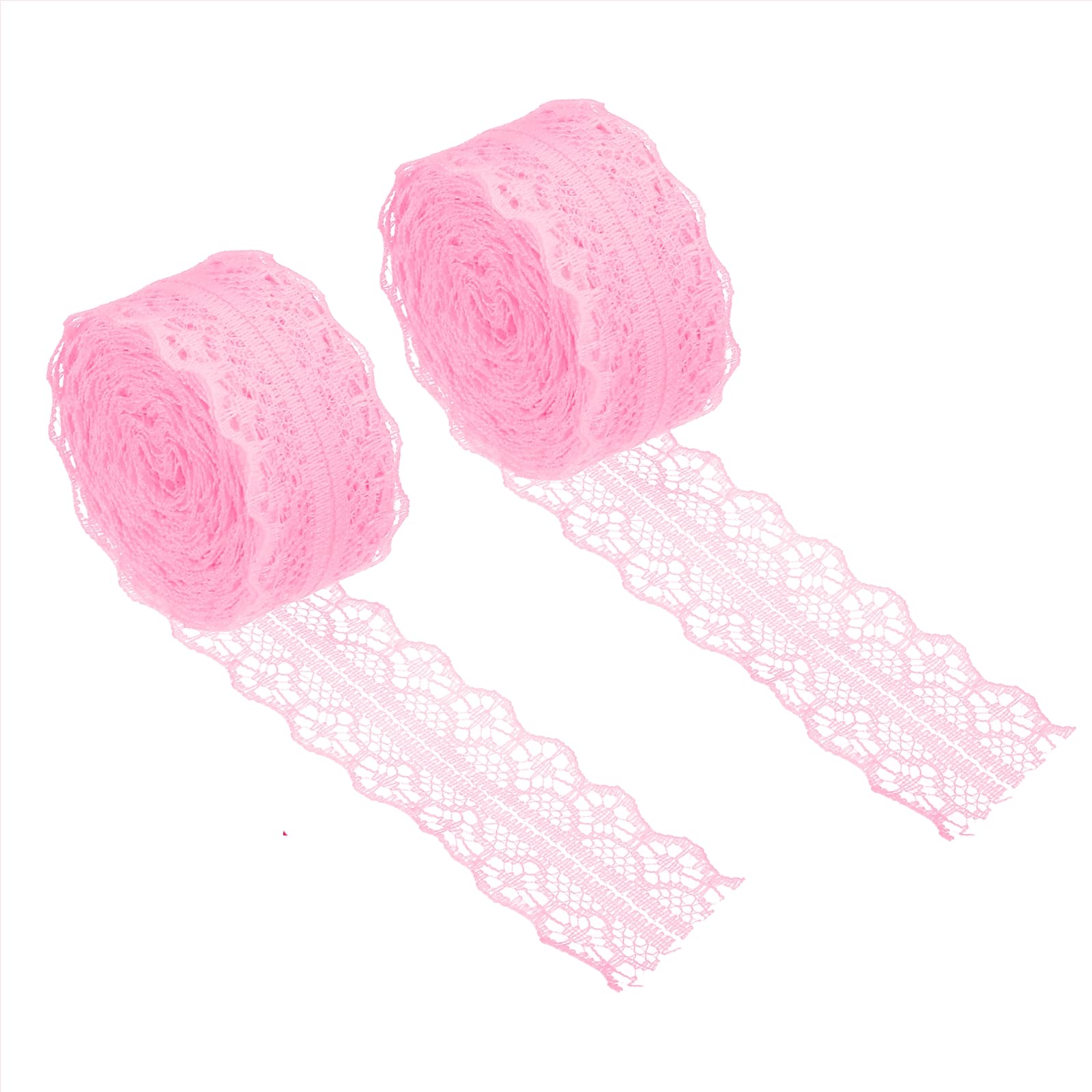 PATIKIL 1.2 Inch x 11 Yards Lace Trim Ribbon, 2pcs Non-Stretch Lace Sewing Roll Gift Package Floral Wrapping for Party Home Decoration Dress Craft, Light Pink