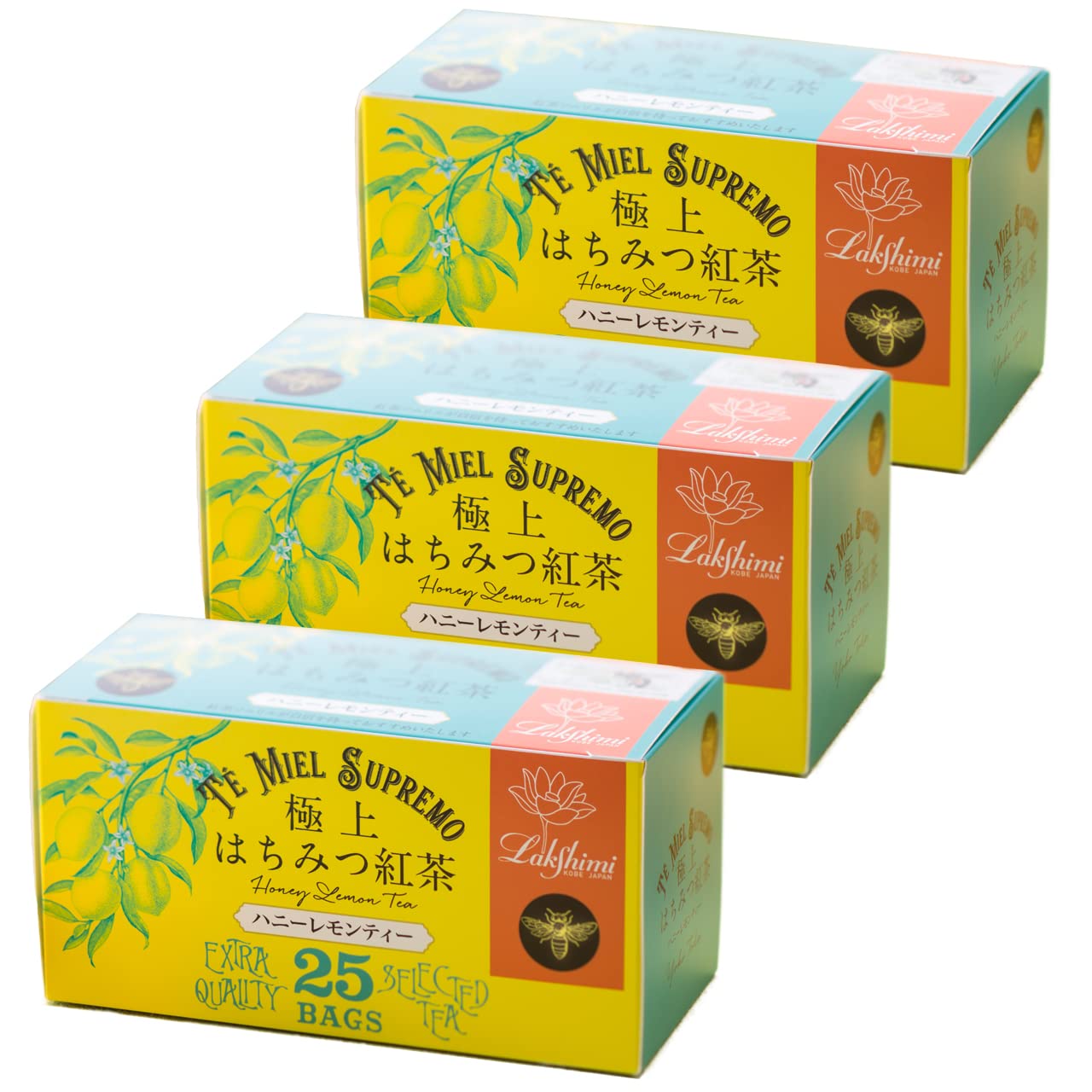 Lakshimi(ラクシュミー) 極上はちみつ紅茶 ハニーレモンティー ティーバッグ25袋入り×3箱セット の商品画像