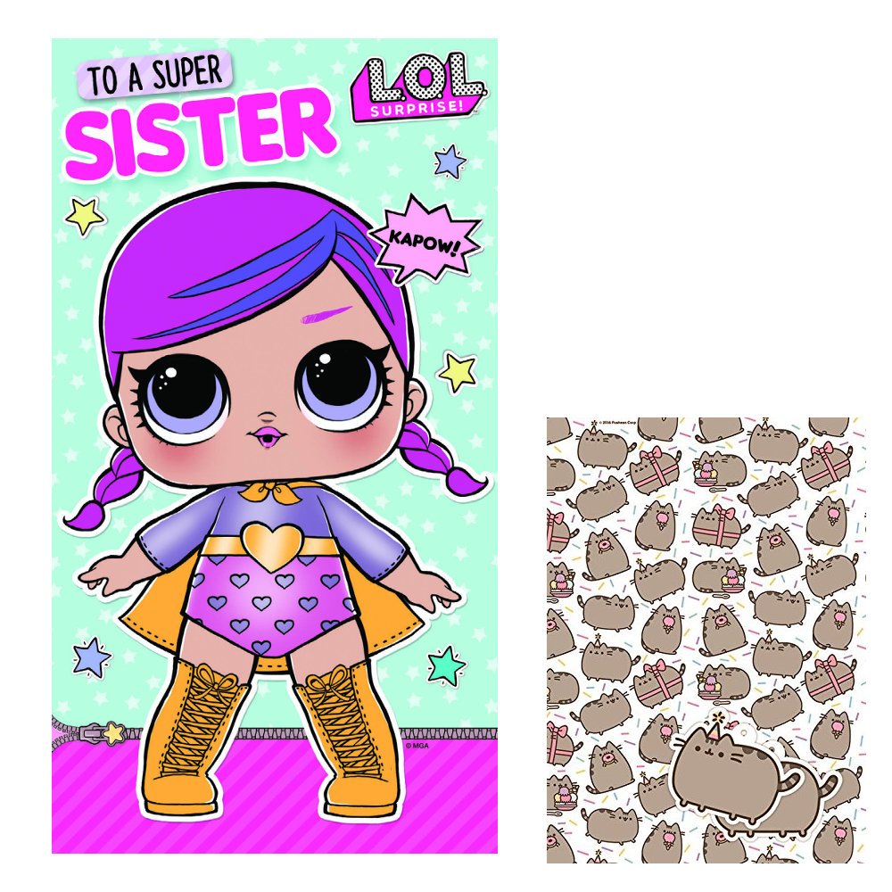 Buy LOL Surprise Sister Birthday Card + Pusheen Gift Wrap Pack Online