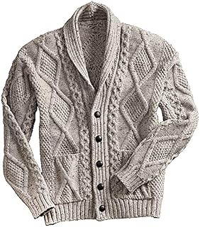 Merino Wool Aran Cardigan with Leather 
