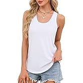 Smile Fish Women Scoop Neck Loose Fit Tank Top Sleeveless Racerback Top Flowy Summer Shirts