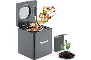 Growell EC02 Electric Composter for Kitchen Indoor, 2.5L Countertop Compost Bin, Odorless Food Waste Composting Machine with Auto-Clean & LED Display - 4H/6H Fast Processing
