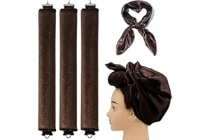 TULOBI Heatless Hair Curler Overnight Rods Blowout Jumbo, Heatless Curls No Heat Curlers to Sleep in Large Rods Hair Rollers Blowout No Heat Overnight Sleeping Curls Styling Tools - Brown