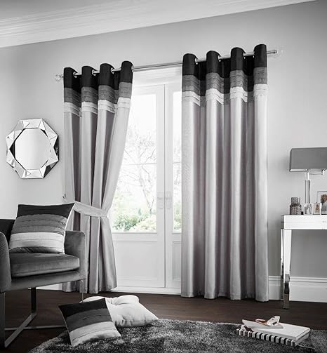 New Luxury Eyelet La Moda Design Curtains Pair Ready Made Fully