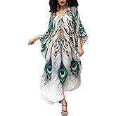 NFVNKJ Caftan Dresses for Women Plus Size, V-Neck Kaftan with Side Slits, Beach Cover Up, Swimsuit Wrap & Vacation Loungewear