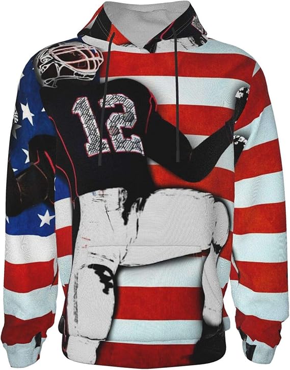 Npanu Youth Hoodie Sweatshirt, American Football Realistic 3D Digital Printed Pullover Tops for 