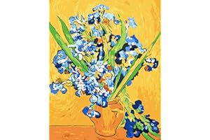 YEESAM ART Paint by Numbers for Adults, Still Life with Irises by Van Gogh 16x20 Inch Linen Canvas Acrylic DIY Number Painting Kits Wall Art Decor Gifts (Without Frame)