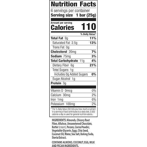 RATIO SOFT BAKED BARS, CHOCOLATE BROWNIE, 1G SUGAR, KETO FRIENDLY, 5.34 OZ (6 BARS)