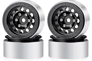 DEWOKI 1.0 Beadlock Wheel Rims Aluminum Alloy 4Pcs 1.0" Wheels for 1/18 TRX4M 1/24 SCX24 RC Crawler Car Upgrade Parts(Black)
