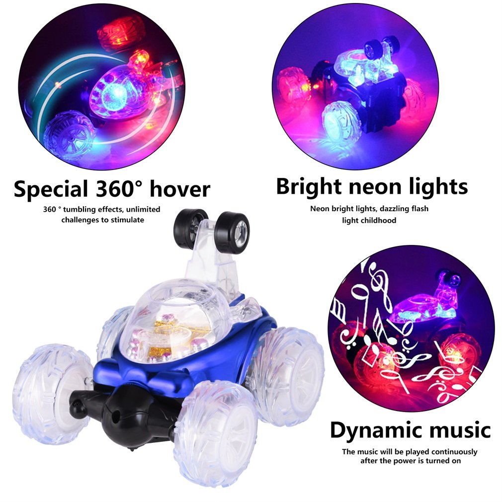 RC Stunt Car, YKS Invincible Tornado Twister - Multifunctional Rechargeable RC Acrobatic Stunt Car with LED Lights and Music (Blue)