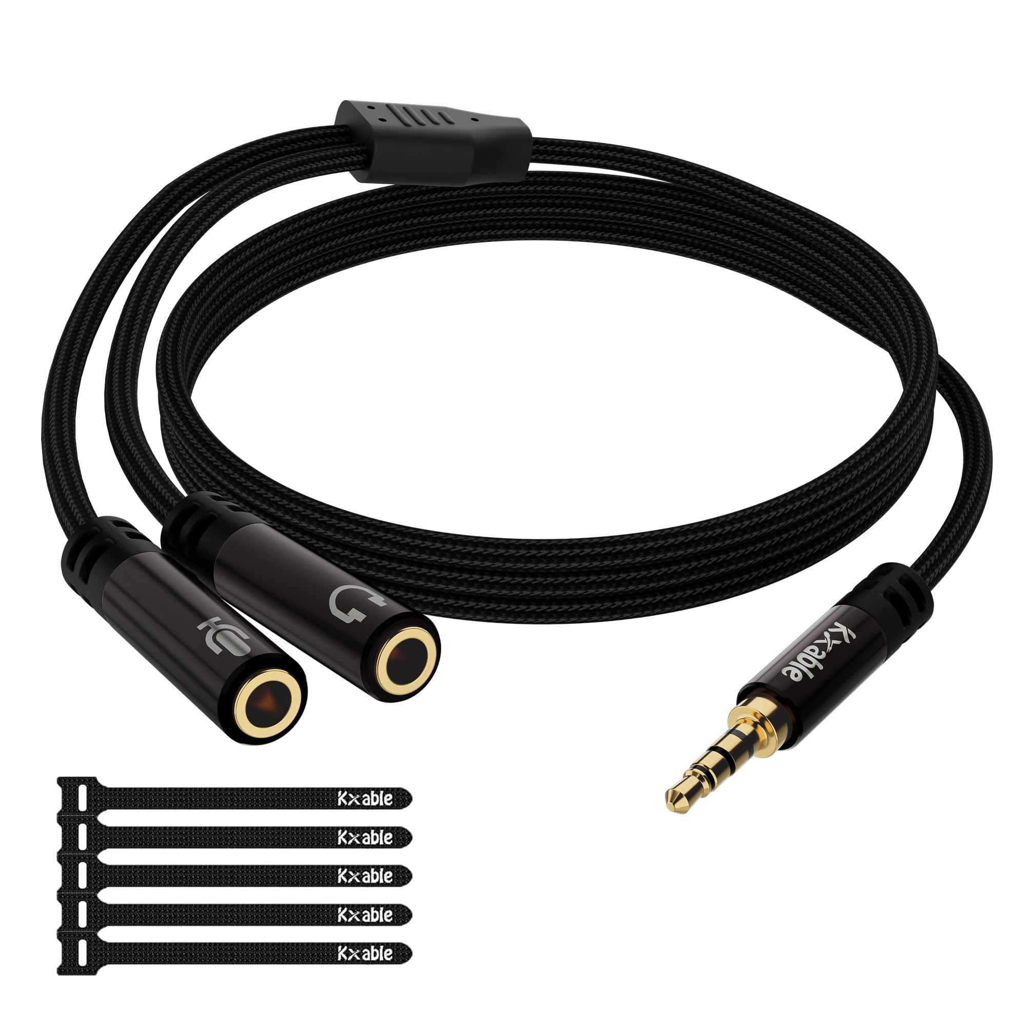 Photo 1 of 1/8inch Aux Headphone Splitter 2 Way Cable 2FT, 3.5mm 1 Male to 2 Female Mic and Audio Y TRRS Adapter, Compatible with Headset Earphone Switch 2/PS4/PS5 Steam Deck Xbox PC Laptop Phone Tablet Gaming