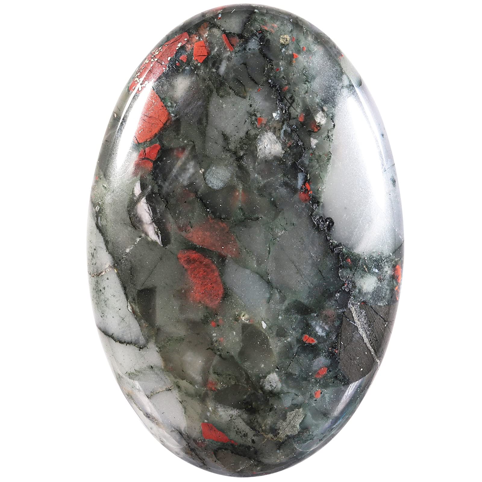 Nupuyai Africa Bloodstone Palm Worry Stone for Therapy, Oval Pocket Massage Stone Healing Crystal for Meditation 6cm