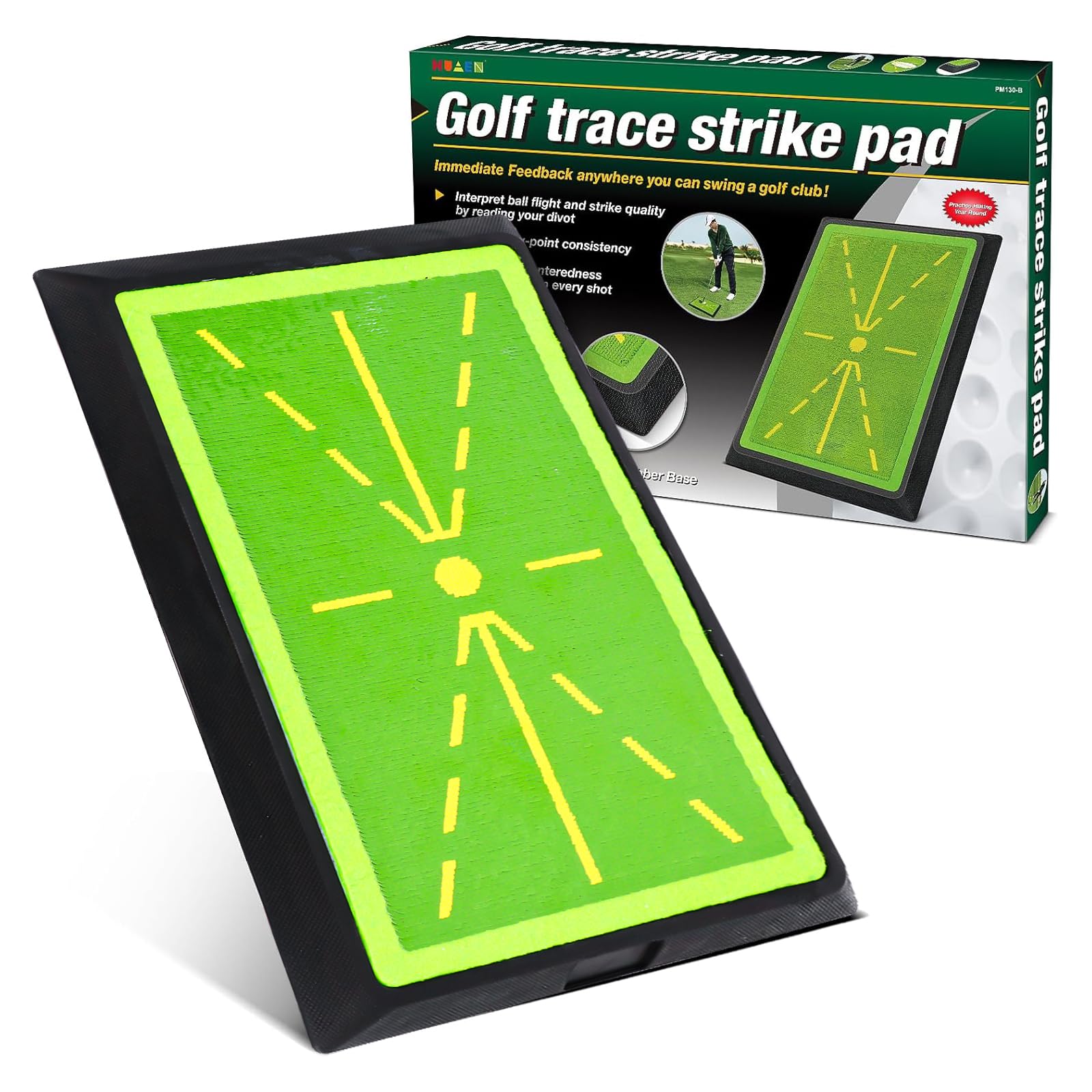 Golf Training Mat, 12 * 17 IN Golf Practice Mat Improve Your Swing with Instant Feedback, Anti-Slip Base Durable Impact Velvet, Trainer Aid for Beginners & Advanced Players.