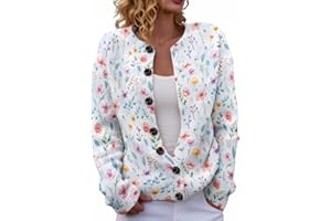 Ugly Christmas Sweater Women Plus Size Vintage Santa Funny Cardigan Button Up Cute Knit Santa Xmas Holiday Sweaters Cardigans