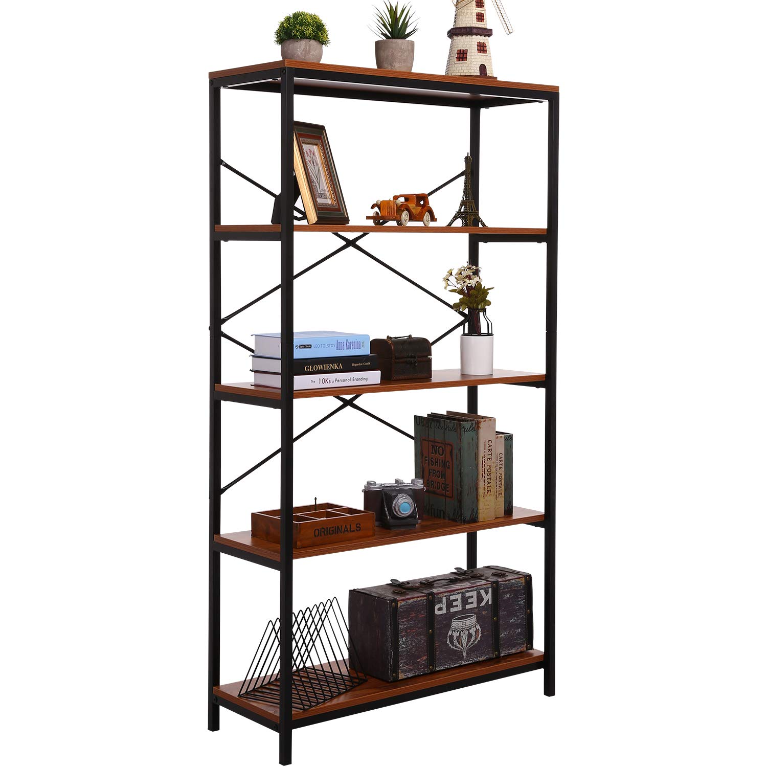 Best furniture 4-shelf vintage industrial bookshelf