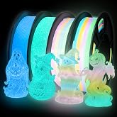 Colourbing Glow in The Dark PLA+ 3D Printer Filament, 1.75mm Luminous PLA+ Filament, Glow Brighter Effect 3D Filament for 3D Printer, 4 Spools 250g Each - Firefly Blue, Sky Blue, Rainbow5, Rainbow6