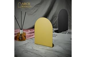 Ondeam Bookends for Books,1 Pair Metal Book Holders for Office Shelves Adults & Kids Gift(Gold)