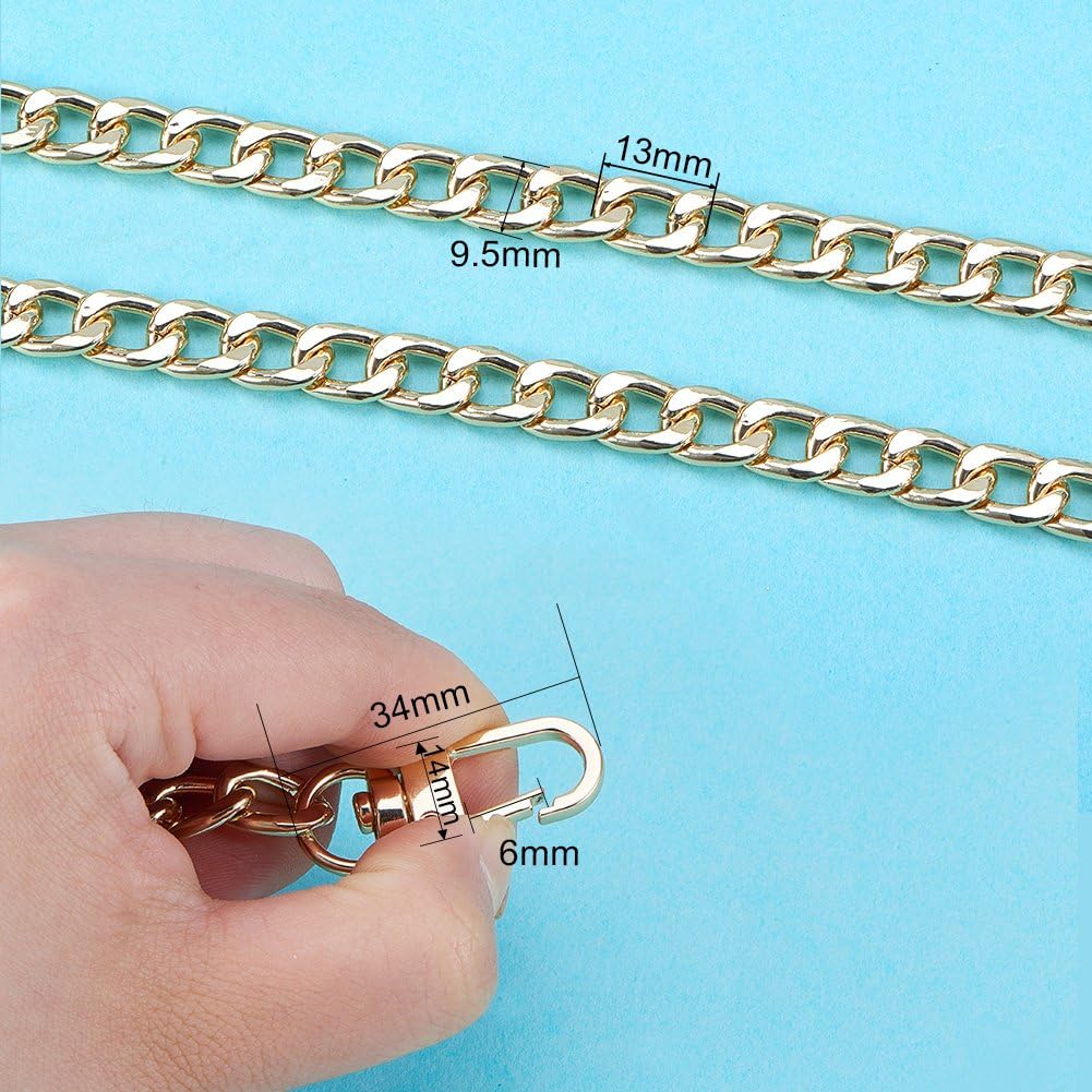 PandaHall Elite one strand Bag Strap Chains, Iron Curb Link Chains, with Swivel Lobster Claw Clasps, Golden, 80cmx9.5mm - Image 3